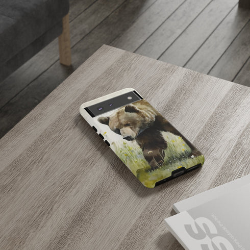 Grizzly Bear in a Field - Impact Resistant Phone Case